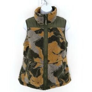 L.L.Bean Women's Small Full Zip Camo Fleece Vest Outdoor Hiking Layering